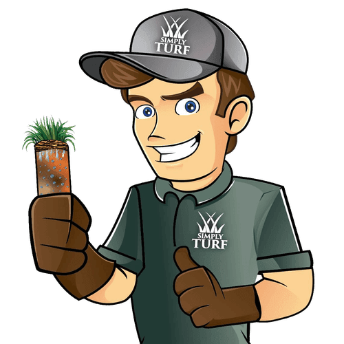 The Simply Turf mascot giving a thumbs up